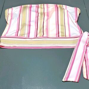 Bathing suit top. Halter style. Rebel, size large. Pink striped.